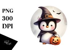 Cute Baby Penguin on Cloud for Halloween PNG Product Image 1