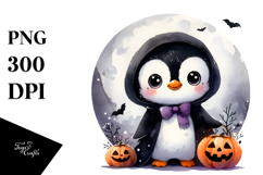 Cute Baby Penguin on Cloud for Halloween PNG Product Image 1