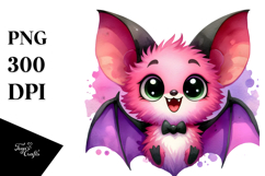 Watercolor Cute Funny Vibrant Bat Product Image 1