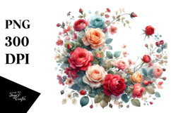Colorful Red Roses PNG Product Image 1