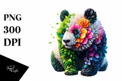Vibrant Abstract Flowers Panda PNG Product Image 3