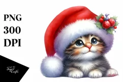 Cute Baby Cat with Santa Hat PNG Product Image 3