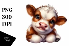 Cute Baby Highland Cow Smiling | Clipart Product Image 3