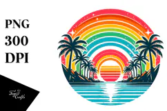 Retro Tropical Rainbow Sunset, 20 oz Tumbler Product Image 1