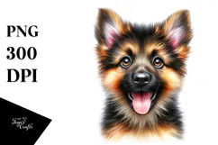 Baby German Shepherd with Big Eyes PNG Product Image 1