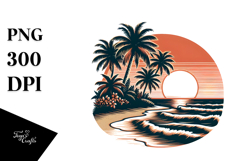 Vintage Tropical Beach Sunset Tshirt Vector Clipart Product Image 1