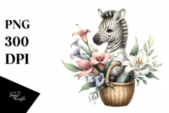 Watercolor Zebra Basket Calla Lily Bouquet | Sublimation | Product Image 3