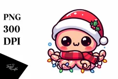 Cute Baby Octopus in Christmas Lights Product Image 1