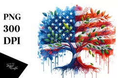 Vibrant Abstract Tree USA Flag Colors PNG Product Image 3