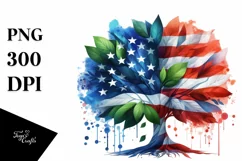 Vibrant Abstract Tree USA Flag Colors PNG Product Image 1