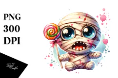 Funny Mummy Holding Lollipop PNG Product Image 1