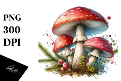 Mushroom Watercolor Splash PNG Product Image 1