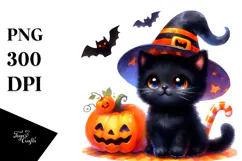 Cute Baby Black Cat for Halloween | Clipart Product Image 1