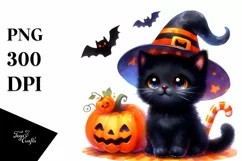 Cute Baby Black Cat for Halloween | Clipart Product Image 3