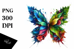 Vibrant Abstract Flowers Butterfly PNG Product Image 3
