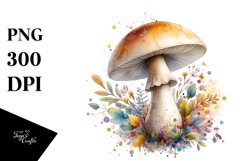 Detailed Pastel Glossy Mushroom,Watercolor Splash PNG Product Image 1