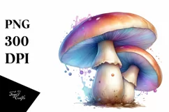 Detailed Pastel Glossy Mushroom,Watercolor Splash PNG Product Image 3