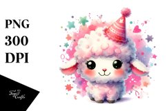 Colorful Lamb with Party Hat PNG Product Image 1