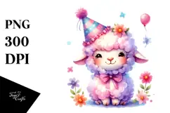 Colorful Lamb with Party Hat PNG Product Image 1