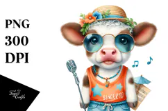 Cute Energetic Baby Cow, High-Res PNG Product Image 1