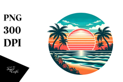 Retro Tropical Beach Sunset Tshirt Style Clipart Product Image 1