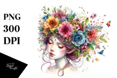 Floral Wreath Fairy PNG Product Image 1