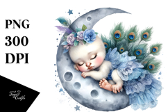 Baby Peacock Dressed Sleeping on Moon Product Image 1