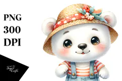 Cute Baby Polar Bear Dressed for Summer PNG Product Image 1