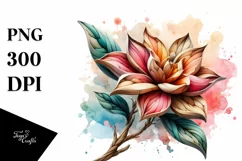 Abstract Gardenia Watercolor Splash Clipart Product Image 1