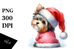 Yorkshire Terrier with Santa Hat PNG Product Image 1