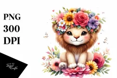 Vibrant Lion Flower Crown Cartoon Clipart Product Image 3