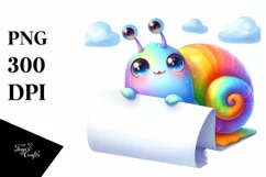 Colorful Baby Snail Looking Over White Paper | Clipart Product Image 1