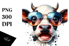 Funny Cow with Sunglasses PNG Product Image 1