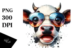 Funny Cow with Sunglasses PNG Product Image 1