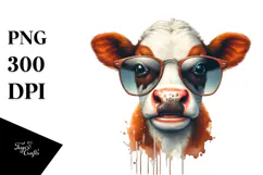Funny Cow with Sunglasses PNG Product Image 1