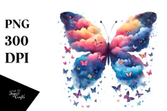 Colorful Butterfly, Silhouettes PNG Product Image 1