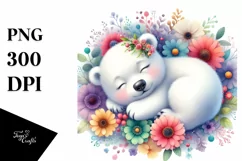 Colorful Baby Polar Bear Sleeping Clipart Product Image 3