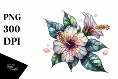 Watercolor Wooden Small Stained Hibiscus | Clipart Product Image 1