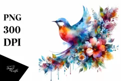 Vibrant Bird Made of Flowers | Clipart Product Image 3