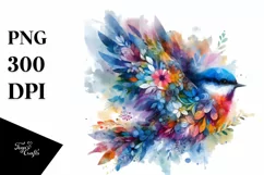 Vibrant Bird Made of Flowers | Clipart Product Image 3