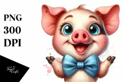 Excited Pig Portrait Eyes Clipart Product Image 3