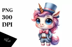 Funny Baby Unicorn with Hat Clip Art Product Image 3