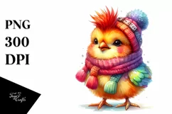 Watercolor Baby Chicken, Vibrant PNG Product Image 1