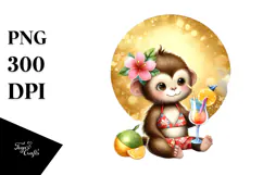 Cute Monkey in Beachwear, Transparent PNG Product Image 1