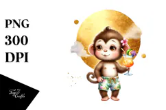 Cute Monkey in Beachwear, Transparent PNG Product Image 1