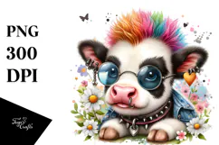 Cute Energetic Baby Cow, Transparent PNG Product Image 1
