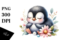 Cute Baby Penguin Sleeping, PNG Product Image 1