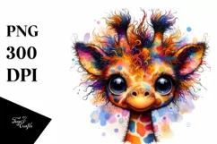Colorful Layered Watercolor Cute Baby Giraffe | Clipart Product Image 3