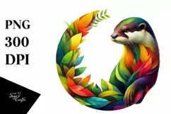 Vibrant Watercolor Otter, Transparent PNG Product Image 3