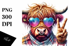 Detailed Highland Calf with Sunglasses, PNG Product Image 1